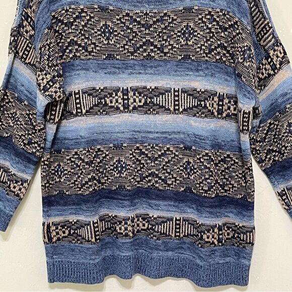 Chaps Denim Blue Southwest Sweater Linen Cotton Aztec Tribal Boho Comfy Size XL - Picture 4 of 8